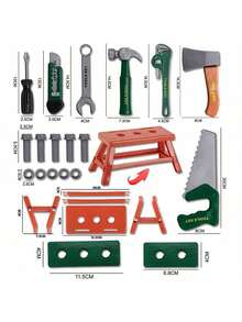 一套儿童过家家维修工具玩具，模拟维修工具，适合建筑工地角色扮演，提升儿童动手能力，儿童节日礼物 - 彩色 - 查看 14