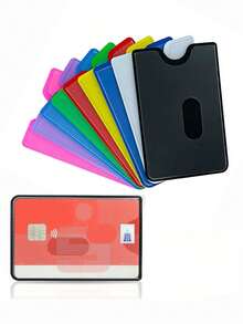 Anti-Magnetic Transparent Hard Credit Card Holder With Anti-Theft NFC Protection, Suitable For ID Cards And Credit Cards, Geometric Design With Colorful Frames, Made Of Durable PVC Material, Great For Daily Privacy Protection - Multicolor - View 2