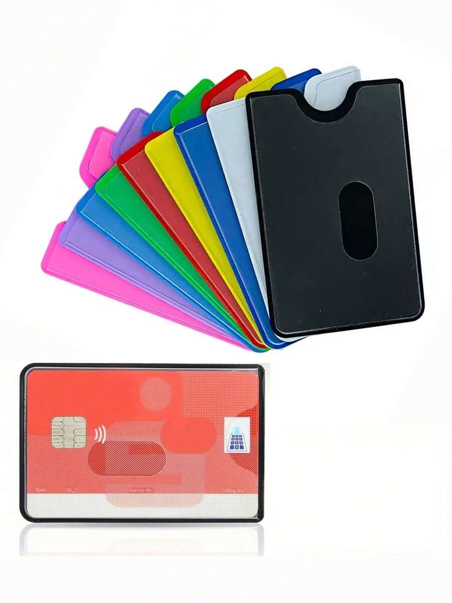 Anti-Magnetic Transparent Hard Credit Card Holder With Anti-Theft NFC Protection, Suitable For ID Cards And Credit Cards, Geometric Design With Colorful Frames, Made Of Durable PVC Material, Great For Daily Privacy Protection