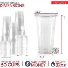 50-Count Reusable Plastic Cups With Lids - Ideal For Iced Coffee, Milkshakes, Boba Tea, And Smoothies - Multicolor - View 2