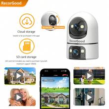 1pc/2pcs - WIFI Dual Lens 2MP Security Camera, Smart Black & White Night Vision, Color Night Vision, AI Motion Detection Real-Time Push Notification, Smart Human Tracking, Best Gift For Valentine's Day, Christmas, New Year - White - View 5