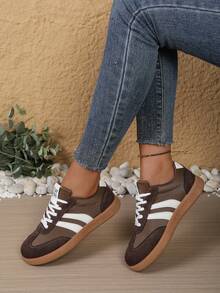 Women's Summer Casual Flat Soft Bottom Patchwork Sneakers, New Spring 2025 Collection - 2615-1 Brown - View 6
