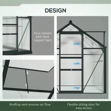 6x4ft Polycarbonate Walk-In Greenhouse – Large Aluminium Frame Garden Grow House With Sliding Door & Window (Grey) - Default - View 6