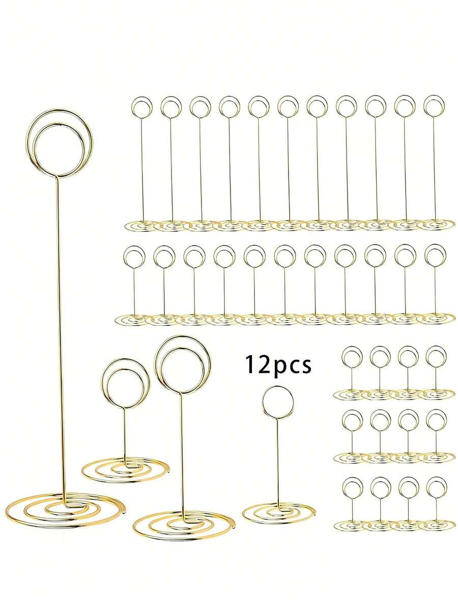 12 piezas Soportes para números de mesa, 3 tamaños 5cm/8.5cm/22cm Soportes para fotos de mesa con base antideslizante, adecuados para bodas, fiestas, mesas de comedor, marcos de fotos, notas, fiestas de cumpleaños u otros banquetes - Multicolor - Ver 1