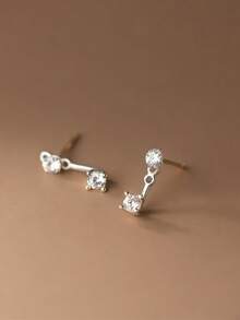 1 对 S925 纯银锆石蘑菇耳钉，可爱小巧，送给朋友和周年纪念的礼物