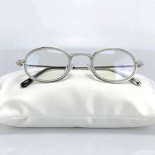1 pieza Gafas de moda para mujer, gafas minimalistas y retro chic - Plateado - Ver 6
