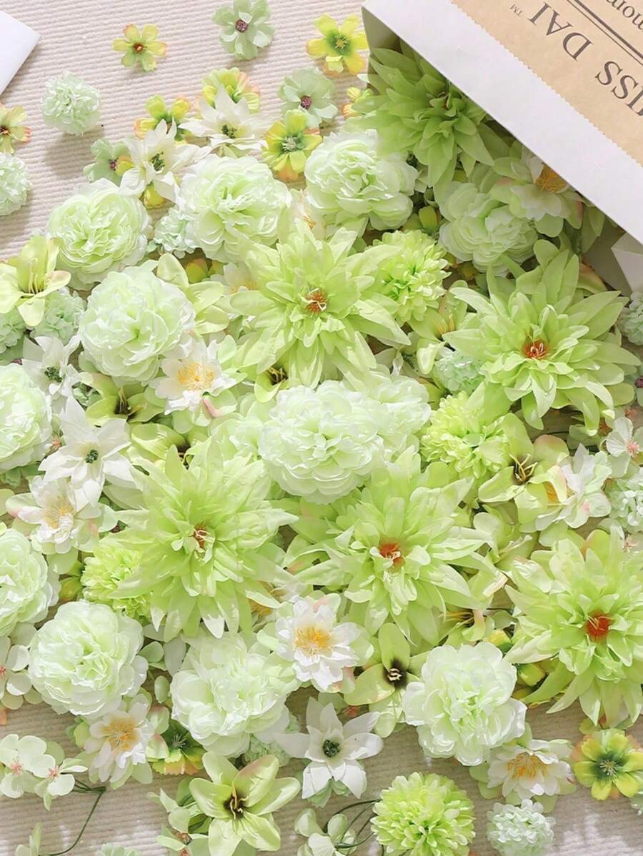20件綠色人造花 - 仿真花，適用於DIY花環、婚禮花束、派對裝飾、家居中心裝飾、母親節/開學季/情人節禮物，全年可用