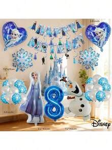 54pcs Snowman Standing Anna Princess Number Balloon Set Theme Birthday Party Decoration Balloons - Multicolor - View 10