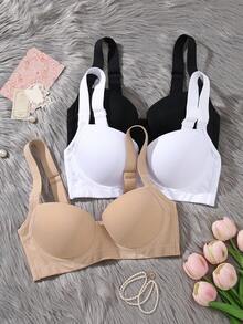 MIMILEMON 3pcs Women's Underwire Bras - Wide Straps, Lift, Side Support, Comfortable & Fashionable - Multicolor - View 7