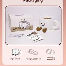 Cute Coffee Cup Night Light - 3 Brightness Levels Lamp With Touch Control 7 Colors, Silicone Lamp With 30 Min Timer, USB Rechargeable - Soft Lighting And Design, Suitable For Room, Creative Gift - Multicolor - View 8