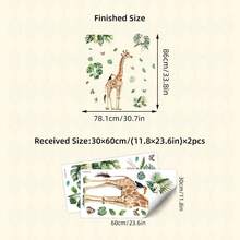 BRUP 2sheets/Set Large-Sized Jungle Animal Wall Decals, Self-Adhesive And Removable Home Decorations, Semi-Matte Vinyl Stickers, For Nursery And Kids Rooms Decoration, Easy To Peel And Stick, Cute Animal Wall Art - Multicolor - View 15