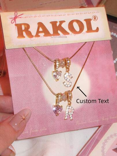 1pc Minimalist Cubic Zirconia Heart Gemstone Gold Initial DIY Necklace, Customized Simple Letter Name Necklace, Stainless Steel Initial Pendant Necklace For Women, Ideal Gift For Girlfriend, Mom, Family, Friend, Anniversary, Valentine's Day, Mother's Day, Birthday, Graduation, Daily Wear, Wedding, Party