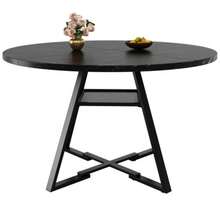 Round Dining Table (One Piece) Kitchen Table Breakfast Table Metal Table Legs Marble Style Black And White - Black - View 4