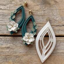 1/10Pcs Organic Outline Geometry Polymer Clay Cutters Multiple Lines Drop Ellipse Ribbed Earrings Jewelry Soft Pottery Clay Making Tools - White - View 10