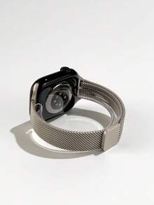 金色细款米兰尼斯表带，兼容40mm、41mm、38mm、42mm、44mm、45mm、49mm、46mm表盘尺寸的 Series 10、9、8、7、6、5、4、3、2、1、Ultra和SE，不锈钢磁性网状表带，女士款 - 42/44/45/49mm(s10)46mm - 查看 3