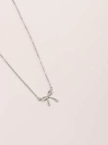 1 件金色蝴蝶结蝴蝶结吊坠锁骨链套装简约可爱时尚女孩百搭高端项链时尚简约蝴蝶结吊坠项链 - 金色 - 查看 10