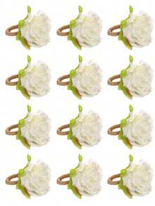 1-12pcs Handmade Lifelike Rose Napkin Rings, Suitable For Valentine's Day, Wedding, Banquet, Party, Thanksgiving, Christmas, Daily Use - Multicolor - View 15