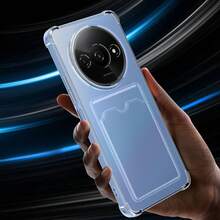 Cat Red Transparent Card Slot Phone Case + 2D Acrylic Type-C Dust Plug, Suitable For Devices. Compatible With Global/EU Version Note 9 4G/POCO C75/Poco M7/Poco M4 Pro 5G/Poco M7 Pro 5G/Note 14 Pro 4G/Note 14 Pro+ 5G. Designed Specifically For Users. - Clear - View 5