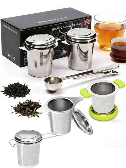 304 Stainless Steel Fine Mesh Tea Infuser, Suitable For Mugs And Glass Cups, Anti-Scald, Can Filter/Brew Loose Leaf Tea