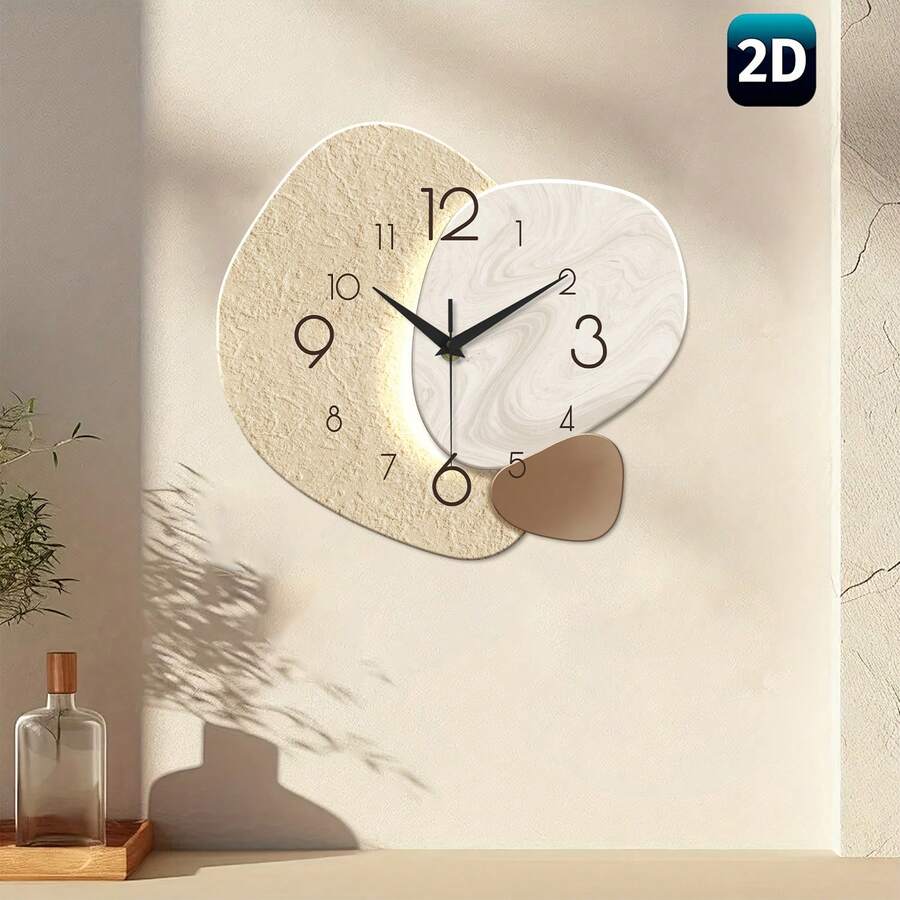 1pc 12-16 Inch Decorative Wall Clock, Battery Operated Silent Non-Ticking Stone Quartz Movement, Suitable For Home, Living Room, Bedroom, Kitchen, Office, Classroom, Back To School Room Decor, Learning Supplies, Creative Valentine's Day Gift