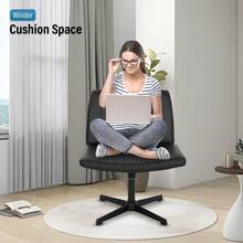 The Criss Cross Chair, Modern Adjustable Height Vanity Chair, Armless Cross Legs Comfortable Office Chair, Swivel Fabric Computer Task Chair,Home Office Desk Chairs,Black - màu đen - Xem 4