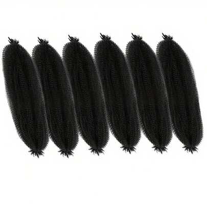 FULCRUM 1-6 paquetes de pelucas trenzadas de estilo africano, de 12/18/24/30 pulgadas, color negro natural, pelucas de trenzas de ganchillo Marley esponjosas, pelucas trenzadas de resorte pre-esponjosas, adecuadas para extensiones de cabello de trenzas falsas
