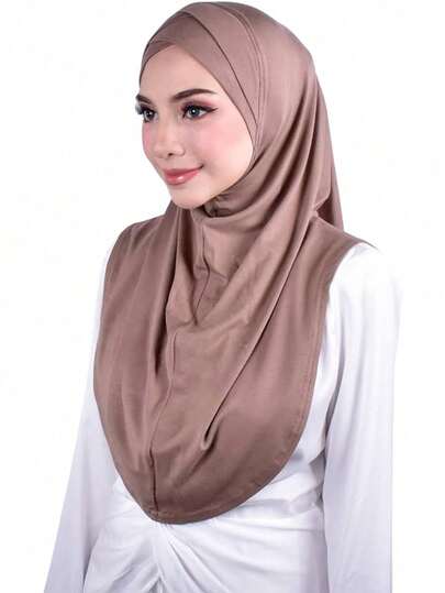 1顶经典丝滑柔软棉质长边速戴头巾帽，适合日常和运动穿着