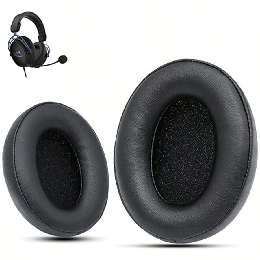 HyperX Cloud 2 替换耳垫，兼容 HyperX ALPHA/1/2/ALPHA S/CORE/Stinger/Flight/Mix 系列耳机 - 黑色 - 查看 1