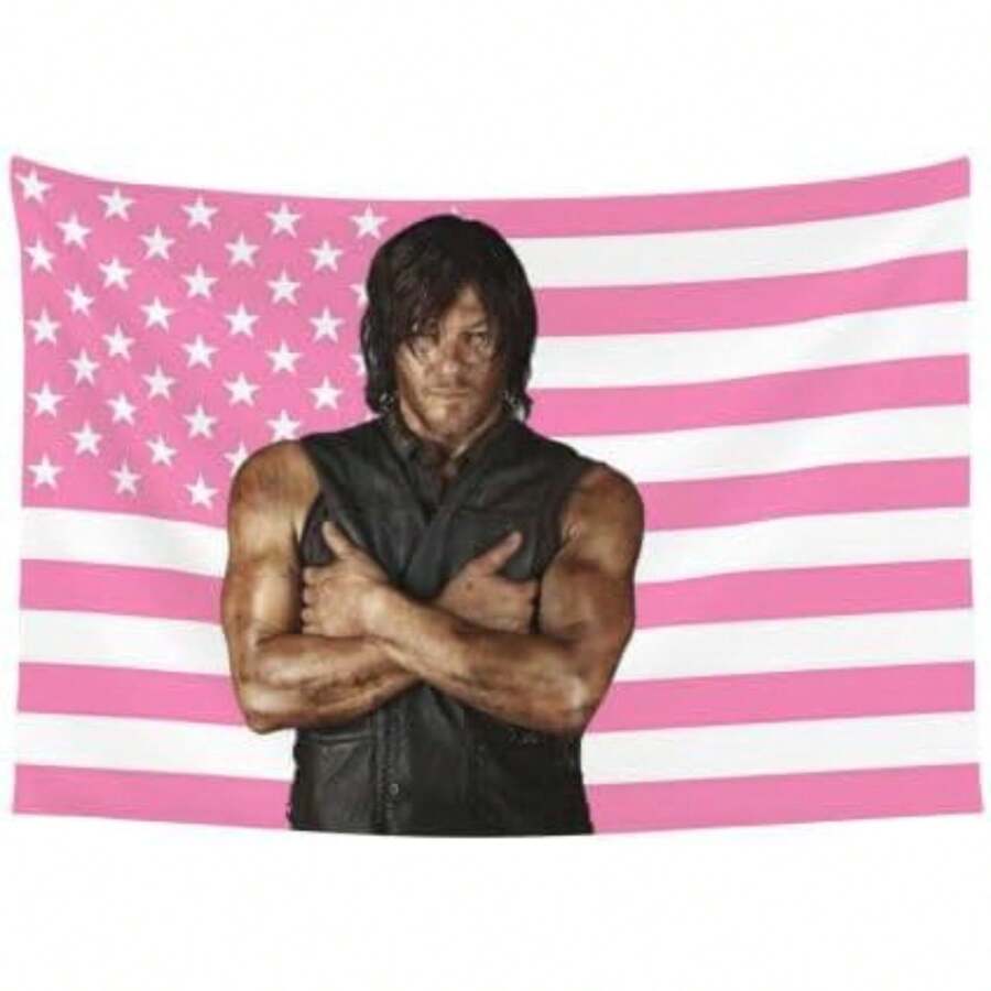 Tapestry American Flag Norman Reedus Wall Art Tapestries 60x40 Inch - 如圖所示 - 查看 1
