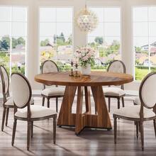 Tribesigns Farmhouse Dining Table, 120 Cm Round Dinner Table For 4, Rustic Wood Dining Room Table For Home Dining Room Living Room (Easy Assembly)(Brown) - 棕色 - 查看 3