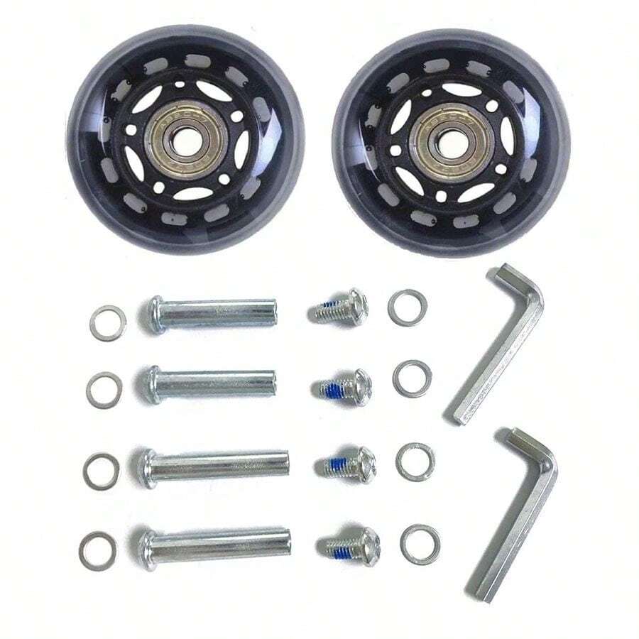 2pcs Luggage Suitcase Replacement Wheels, 75mm Rubber Inline Roller Skate Wheels With 8mm0.31 ABEC7 608ZZ Bearings Repair Kits BlackampClear, OD75xW24mm 2.95x0.94 - BlackClearOD75xW24mm - View 1