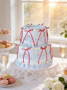 20个玫瑰红缎带蝴蝶结蛋糕装饰，简约蝴蝶结装饰，家居装饰配件，适用于家居装饰、婚礼、派对、烛光晚餐、节日礼物、烘焙甜点、毕业蛋糕、圣诞装饰 - 玫瑰紅 - 查看 3