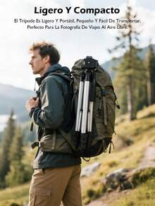 Trípode portátil multifuncional  + soporte para teléfono + bolso de transporte, adecuado para cámara/teléfono inteligente/GoPro - Plateado - Ver 10