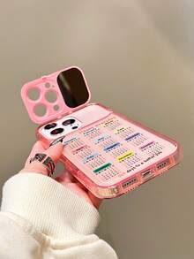 1pc Pink TPU Flower Shaped Phone Holder & Mirror Stand Compatible With IPhone 11, 12, 13, 14, 12 Pro Max, 13 Pro Max, 14 Pro Max, 15, 15 Pro, 15 Pro Max, 16, 16 Pro, 16 Pro Max, 17, 17 Pro, 17 Pro Max - Pink - View 5