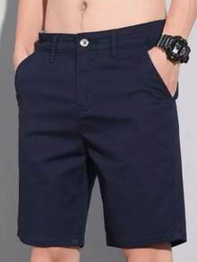 Men's Premium Colored Denim Bermuda Shorts In Various Colors - 藏蓝色 - 查看 2