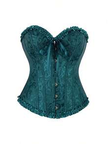 女士复古提花胸衣上衣，塑形紧身胸衣式性感抹胸露脐上衣，适合派对、万圣节、节日和其他场合