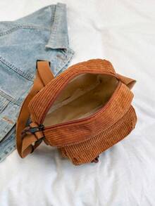 Customizable Elegant Corduroy Crossbody Bag,Customizable Multi Pocket Mini Corduroy Casual Commuter Zipper Crossbody Bag, Customizable New Fashion Unique Small Square Shoulder Bag,Custom Perfect Underarm Bag For Commuting,Versatile Commuter & Student Shoulder Bag, Fashionable Crossbody Bag - Multicolor - View 6