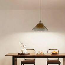 10.24 Inch Amber Glass Crackle Finish Flared Lamp Shade, E26/E27 Universal Base, Suitable For Kitchen Island, Dining Room, Living Room, Bedroom, Hallway, Entryway, Bar, Hotel, Cafe