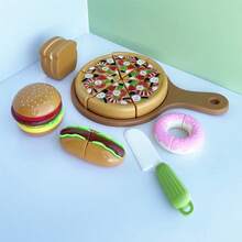 Bộ đồ chơi nhà bếp mini cho trẻ em, bao gồm pizza, bánh mì kẹp thịt và xúc xích | Bộ đồ chơi nhà bếp mini cao cấp, chi tiết thực phẩm chân thực và thiết kế cắt và chia sẻ tương tác, phụ kiện thực phẩm nhập vai, kích thích trí tưởng tượng, thúc đẩy học tập sớm. - Nhiều màu - Xem 2