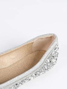 Women's Flat Soft Comfortable Fashionable Sparkling Rhinestone Shoes, Suitable For Parties And Banquets Valentines - Silver - View 7