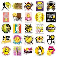 50pcs Soft Softball Stickers, Aesthetic Style Stickers, Fashionable Soft Softball Party Gifts, Sports Stickers, Waterproof Stickers Suitable For Water Bottles, Computers, Laptops, Phones, Luggage, Notebooks, Refrigerators - Multicolor - View 5