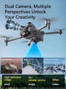 2026 Upgraded GT50 Brushless Drone With 4.3-Inch FPV Screen & EIS Dual Cameras - Optical Flow Hover, Gesture Control, Long Flight Time, Easy For Beginners, Perfect Holiday Gift Drone - Black - View 4