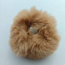 1件纯色可爱毛绒兔尾巴装饰品，适合日常佩戴 - 駝色 - 查看 2