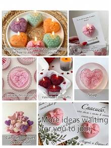 Rose Heart Shaped Candle Mold, Heat-Resistant | High Elasticity Silicone Mold, Multi-Purpose - For Making Candles, Plaster/Painting, Squeezy Toys/Stress Relief, Wedding Favors, Photography Backdrops, Home Decor, Party Gifts, Handmade Crafts. Molded In One Piece, Flexible And Easy To Clean, Reusable - White - View 8