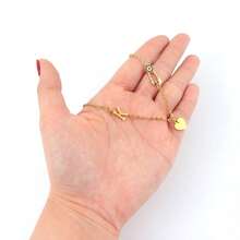 1pc Classic Initial Round Eye Pin Heart Pendants Golden Stainless Steel Chain Necklaces For Women - Yellow Gold - View 3