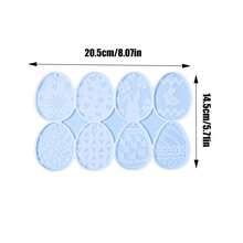 1pc 8-Cavity Easter Egg Pendant Mold, DIY Heart, Rabbit, Flower Textured Clay, Plaster, Resin Mold For Keychain, Backpack Pendant, Epoxy Casting - White - View 2
