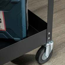2-Shelf Workshop Trolley, Empty Tool Trolley, Transport Trolley, Side Handle, 4 Wheels, Steel, Load Capacity Up To 150 Kg, 84.5 X 38 X 84 Cm, Black - 黑色 - 查看 8