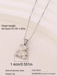 1pc Stainless Steel Bear Necklace For Women Fashion Ins Cute 18K Gold Plated Bear Pendant Chain Necklaces Jewelry - Necklace - View 16
