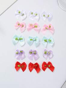 30pcs/Set Bow Tie Rose Flower 3cm Ribbon With Leaves, Handmade DIY Small Flowers For Clothing, Shoes, Toys, Accessories, Ribbon Flower Headpieces, Gift Box Decor, Home & Apparel Accessories - Multicolor - View 12