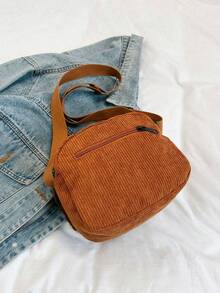 Customizable Elegant Corduroy Crossbody Bag,Customizable Multi Pocket Mini Corduroy Casual Commuter Zipper Crossbody Bag, Customizable New Fashion Unique Small Square Shoulder Bag,Custom Perfect Underarm Bag For Commuting,Versatile Commuter & Student Shoulder Bag, Fashionable Crossbody Bag - Multicolor - View 7